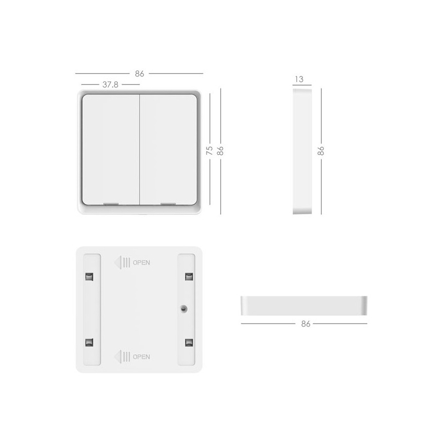 Immax NEO 07507C - К-кт 3бр. превключватели с 2 бутона SMART 3xCR2430 Zigbee 3.0 Tuya