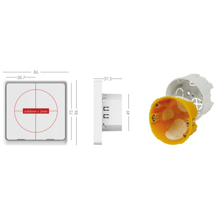 Immax NEO 07513L - 2-бутонен превключвател SMART 230V Wi-Fi Tuya