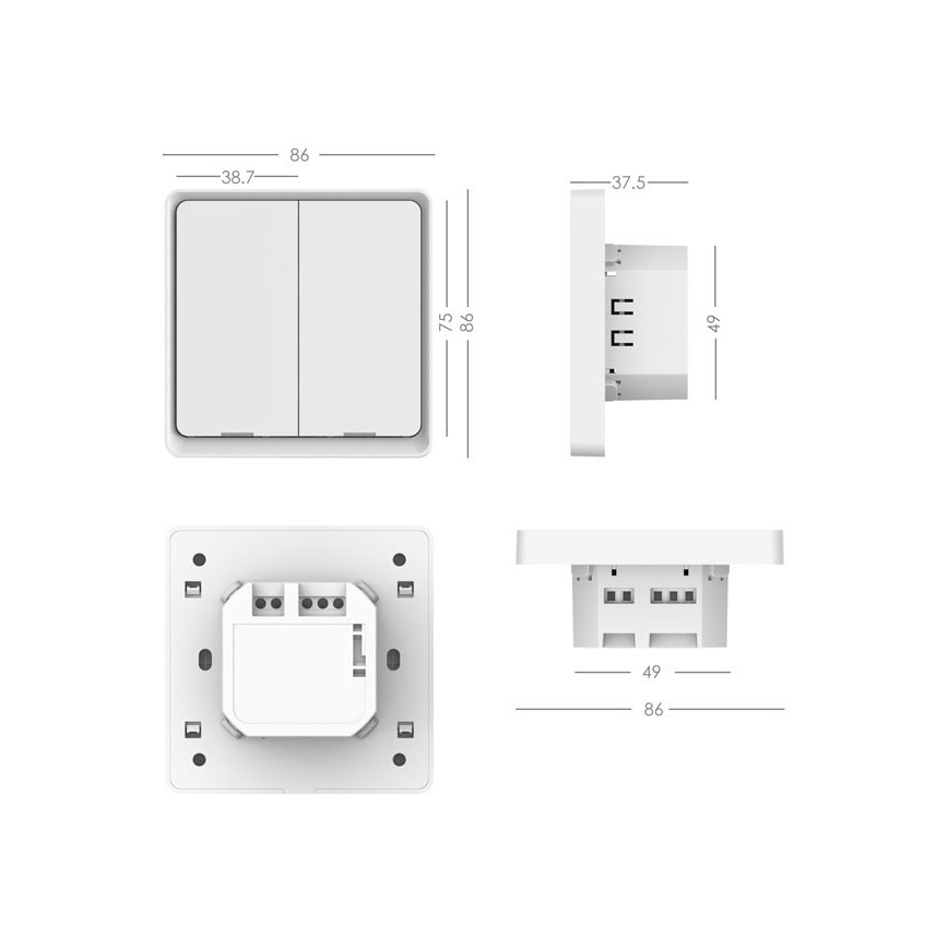Immax NEO 07513L - 2-бутонен превключвател SMART 230V Wi-Fi Tuya