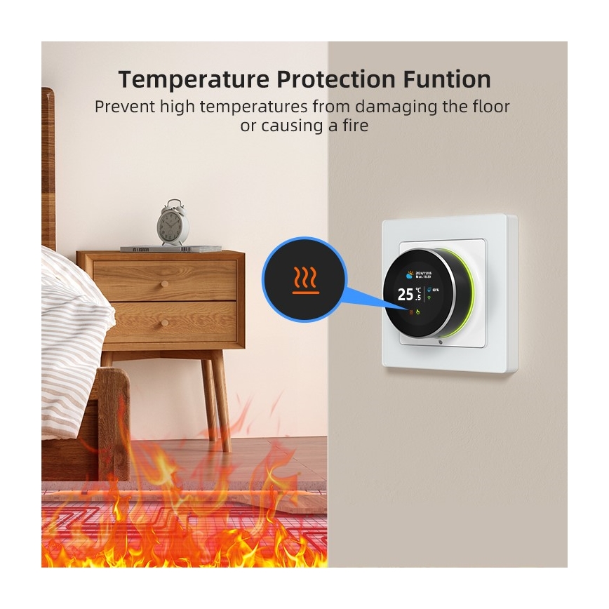 Immax NEO 07535L - Умен термостат за електрическо подово отопление 230V/16A, Wi‑Fi (Tuya)