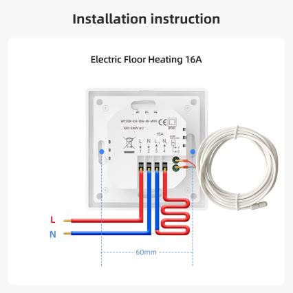 Immax NEO 07535L - Умен термостат за електрическо подово отопление 230V/16A, Wi‑Fi (Tuya)