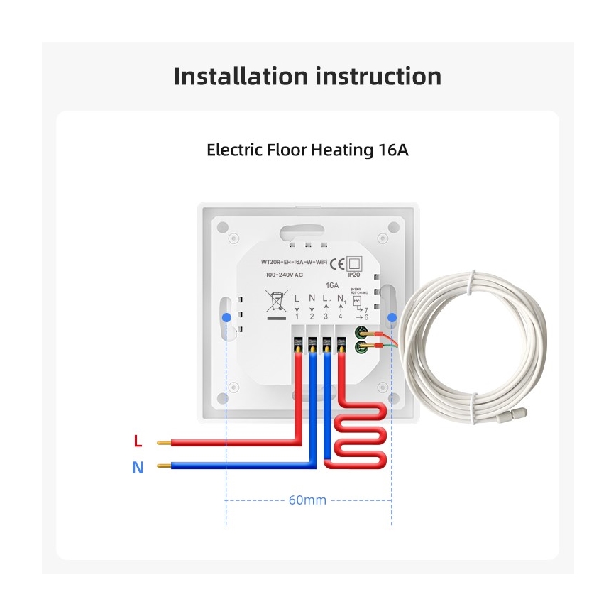 Immax NEO 07535L - Умен термостат за електрическо подово отопление 230V/16A, Wi‑Fi (Tuya)