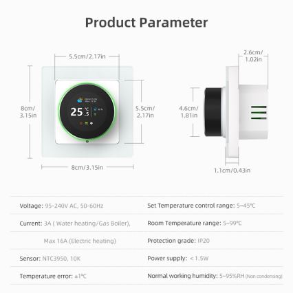 Immax NEO 07535L - Умен термостат за електрическо подово отопление 230V/16A, Wi‑Fi (Tuya)