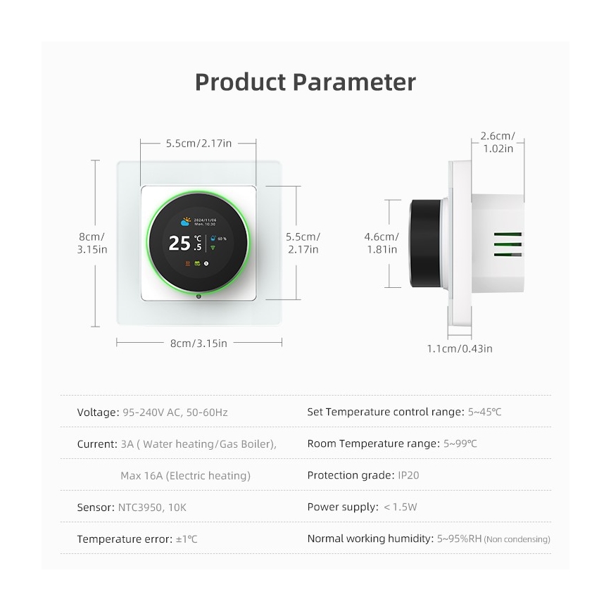 Immax NEO 07535L - Умен термостат за електрическо подово отопление 230V/16A, Wi‑Fi (Tuya)