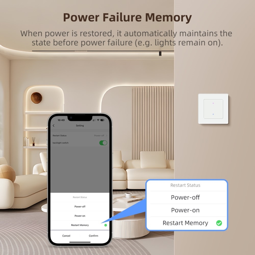Immax NEO 07538L - SMART ключ с 1 бутон 230V Wi-Fi Tuya
