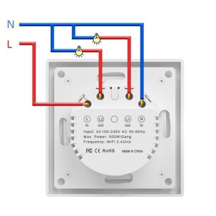 Immax NEO 07539L - Умен двубутонен ключ 230V Wi-Fi Tuya