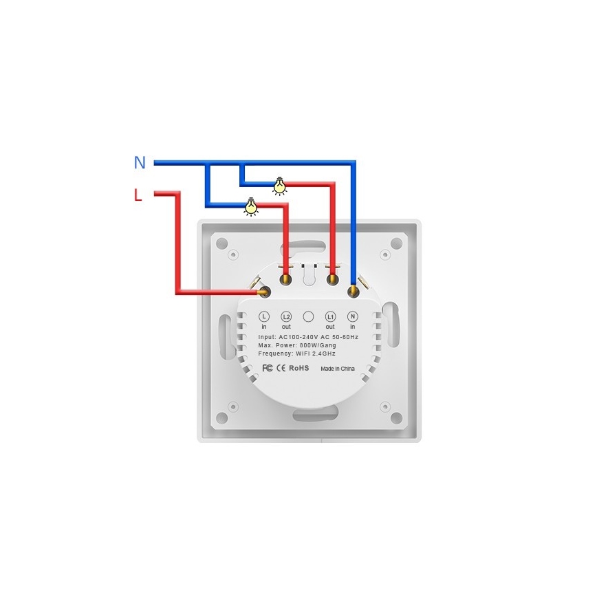 Immax NEO 07539L - Умен двубутонен ключ 230V Wi-Fi Tuya