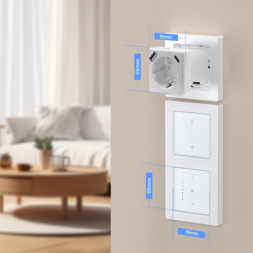 Immax NEO 07544L - Умна розетка тип E 16A/230V + 1xUSB-A+1xUSB C PD 20W Tuya Wi-Fi