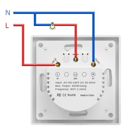 Immax NEO 07549L - Умен еднобутонен ключ 230V, съвместим с Tuya