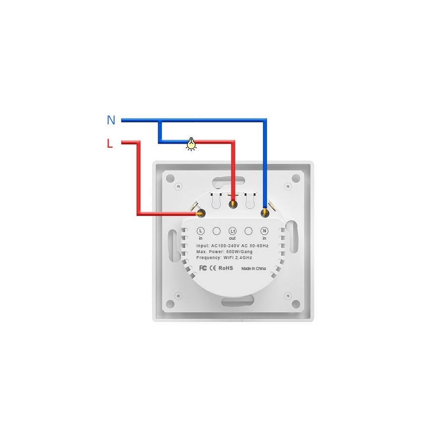 Immax NEO 07549L - Умен еднобутонен ключ 230V, съвместим с Tuya