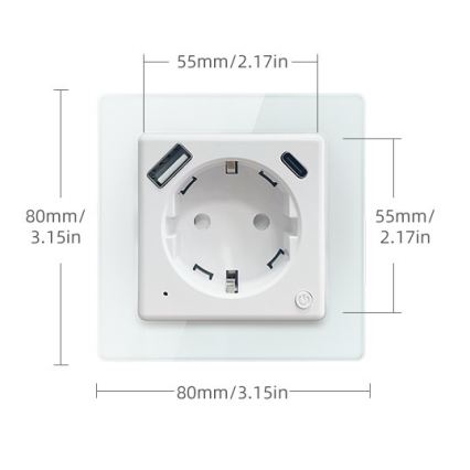 Immax NEO 07552L - Умна розетка тип F 16A/230V + 1x USB-A + 1x USB-C PD 20W