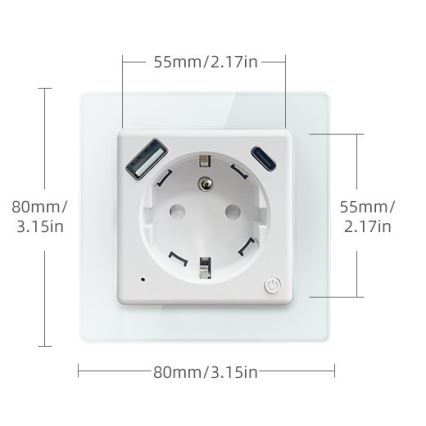 Immax NEO 07553L - Умен контакт E 16A/230V + 1xUSB-A+1xUSB C PD 20W Tuya
