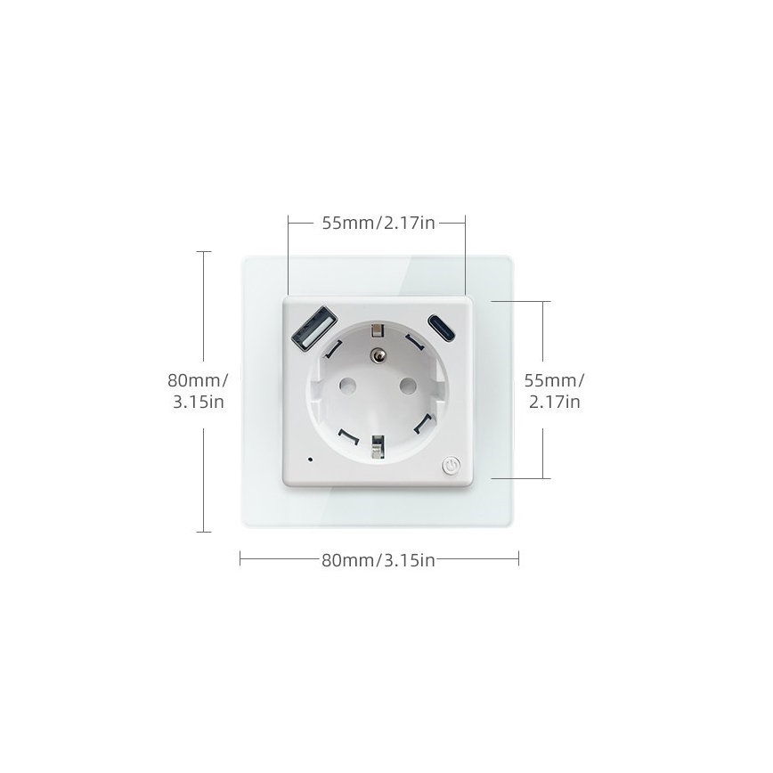 Immax NEO 07553L - Умен контакт E 16A/230V + 1xUSB-A+1xUSB C PD 20W Tuya