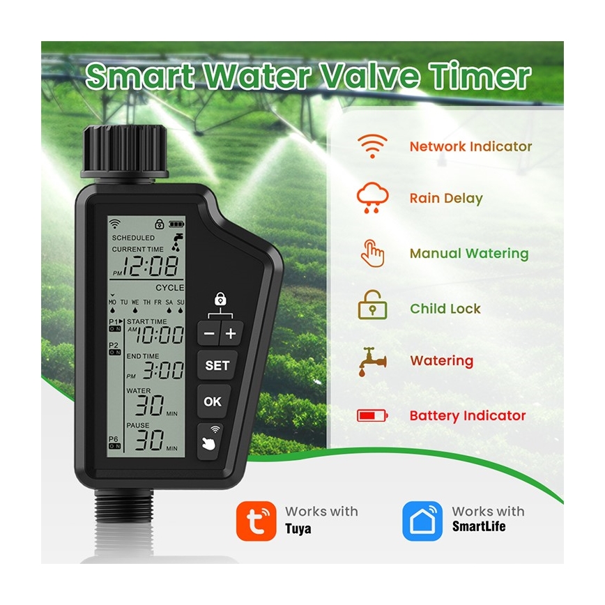 Immax NEO 07556L - Клапан за напояване 4xAA IP65 Wi-Fi Tuya