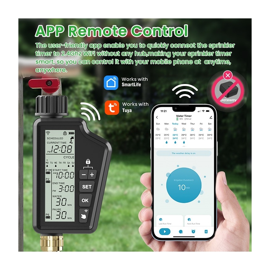 Immax NEO 07556L - Клапан за напояване 4xAA IP65 Wi-Fi Tuya