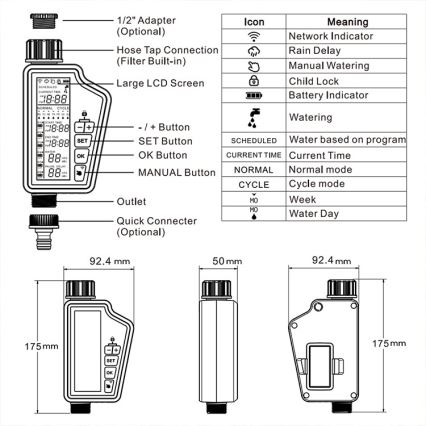 Immax NEO 07556L - Клапан за напояване 4xAA IP65 Wi-Fi Tuya