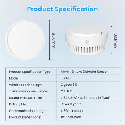 Immax NEO 07558L - Детектор за дим 1xCR123A Tuya