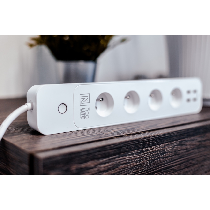 Immax NEO 07707L - Разклонител NEO LITE Smart 4AC + 4USB Wi-Fi Tuya 1,5 м