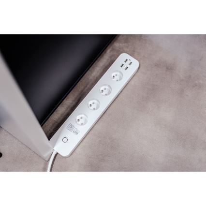 Immax NEO 07707L - Разклонител NEO LITE Smart 4AC + 4USB Wi-Fi Tuya 1,5 м