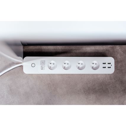 Immax NEO 07707L - Разклонител NEO LITE Smart 4AC + 4USB Wi-Fi Tuya 1,5 м