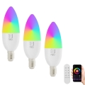 Immax NEO 07716CDO - К-кт 3x LED RGB+CCT Димируема крушка E14/6W/230V Wi-Fi Tuya + дистанционно управление