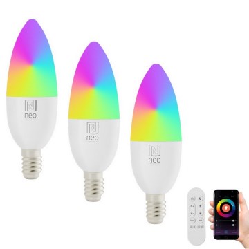 Immax NEO 07716CDO - К-кт 3x LED RGB+CCT Димируема крушка E14/6W/230V Wi-Fi Tuya + дистанционно управление