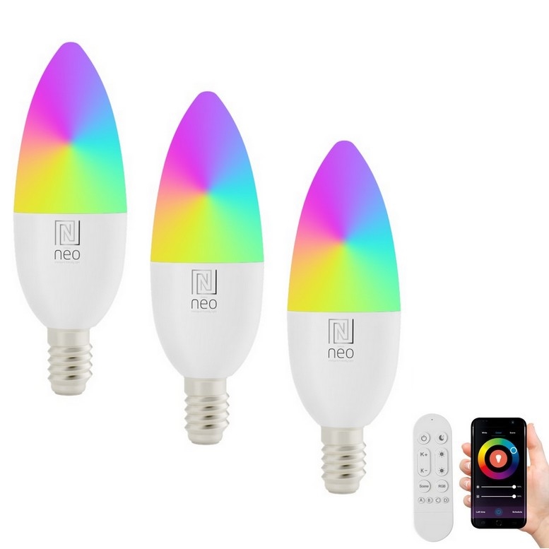 Immax NEO 07716CDO - К-кт 3x LED RGB+CCT Димируема крушка E14/6W/230V Wi-Fi Tuya + дистанционно управление