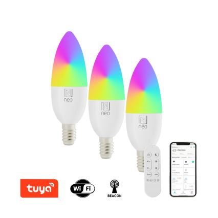 Immax NEO 07716CDO - К-кт 3x LED RGB+CCT Димируема крушка E14/6W/230V Wi-Fi Tuya + дистанционно управление