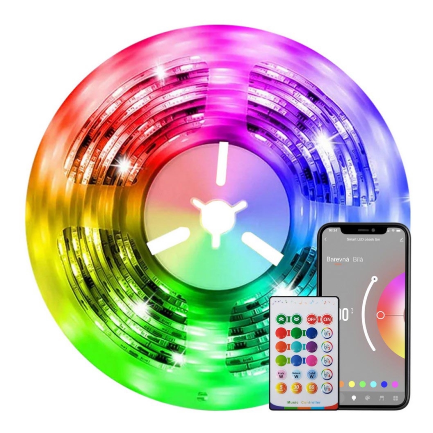 Immax NEO 07726L - LED RGB+CCT Димируема лента NEO LITE LED/24W/230V 5 м IP65 MUSIC Wi-Fi Tuya + дистанционно управление