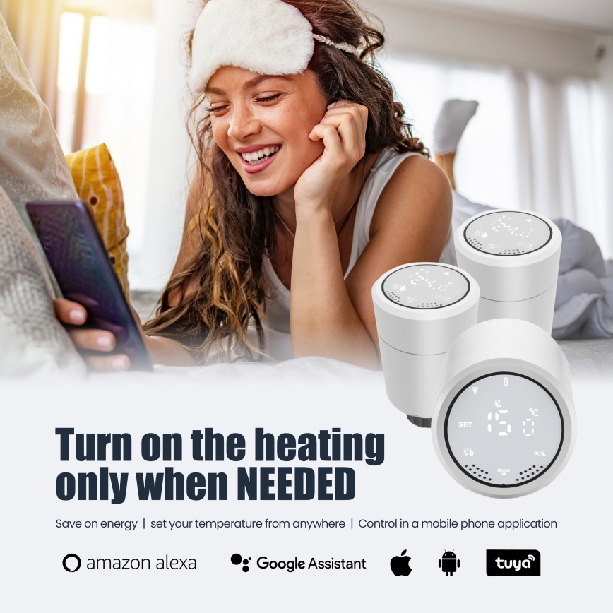 Immax NEO 07732B - К-кт 2 бр. термостатични глави + BRIDGE PRO v2 2xAA/3V Tuya