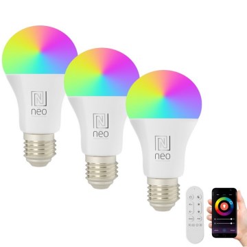Immax NEO 07733CDO - К-кт 3x LED RGB+CCT Димируема крушка E27/11W/230V Wi-Fi Tuya + дистанционно управление
