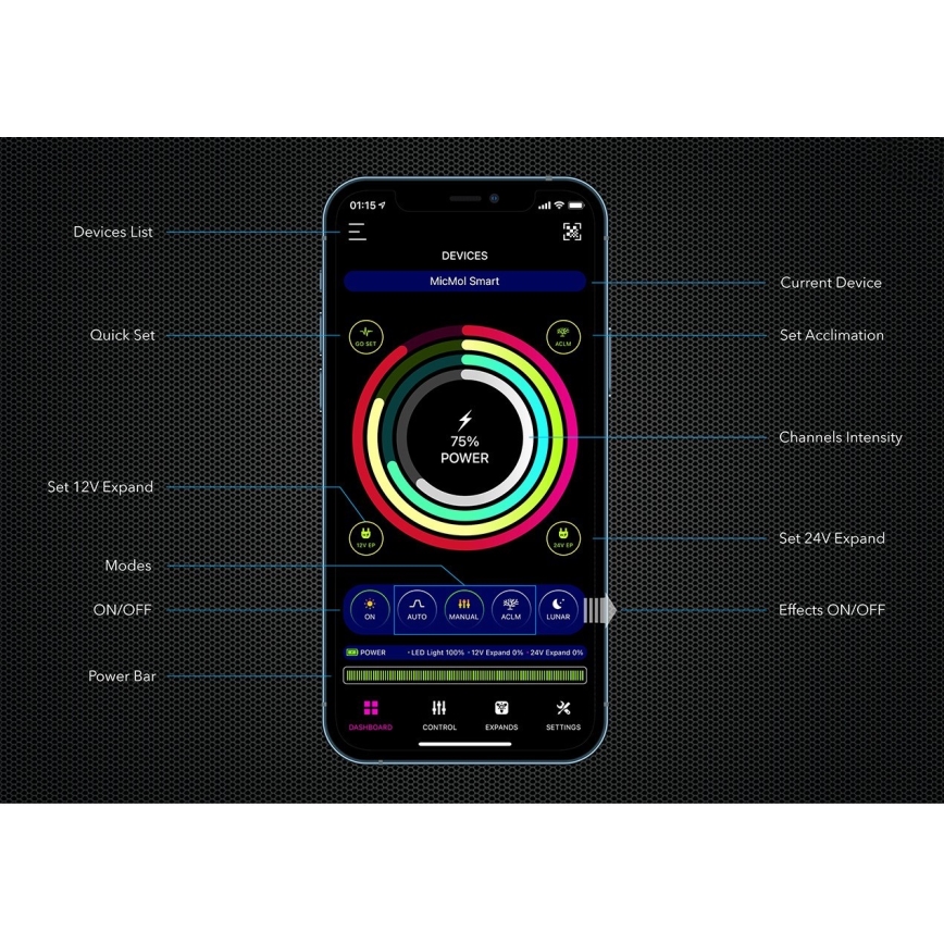 Immax NEO 07741L - LED WRGB Осветление за аквариум NEO LITE LED/60W/24V Wi-Fi Tuya