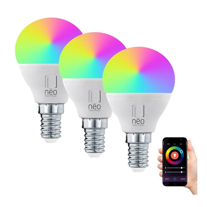 Immax NEO 07745C - К-кт 3x LED RGB+CCT Димируема крушка E14/6W/230V 2700-6500K Wi-Fi Tuya