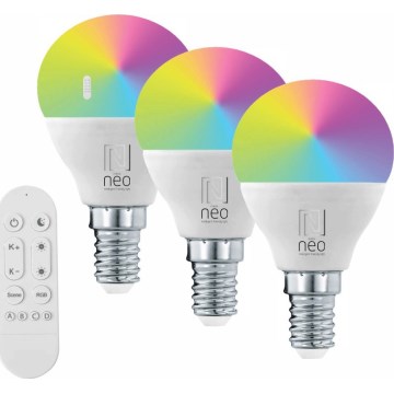 Immax NEO 07745CDO - Комплект от 3 димируеми LED крушки RGB+CCT, E14/6W/230V, с Wi-Fi и дистанционно управление