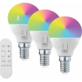 Immax NEO 07745CDO - Комплект от 3 LED крушки RGB+CCT, димируеми, E14/6W/230V, Tuya Wi-Fi + дистанционно управление