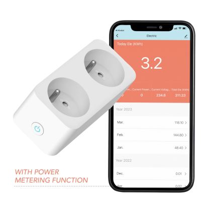 Immax NEO 07751L - Смарт сплитер с контакти NEO LITE 2x16A/230V Wi-Fi Tuya