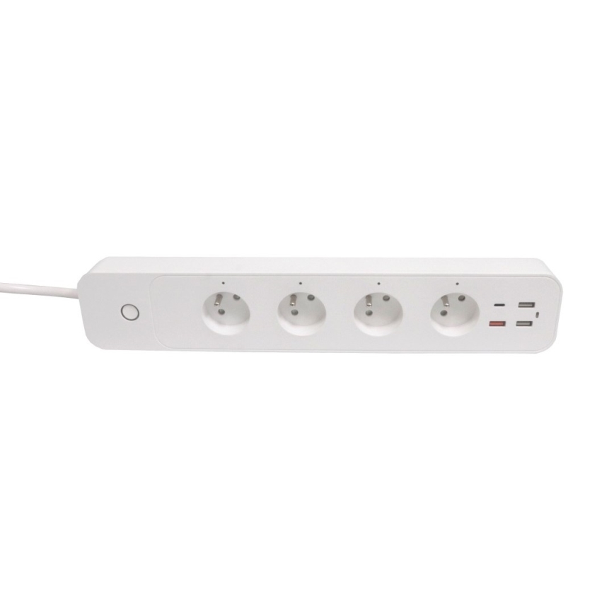 Immax NEO 07771L - Разклонител NEO LITE Smart с 4 контакта, 3x USB и 1x USB C, Wi-Fi Tuya