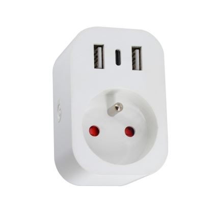 Immax NEO 07772L- Интелигентен разклонител за контакти 16A/230V + 2xUSB+1xUSB C Wi-Fi Tuya