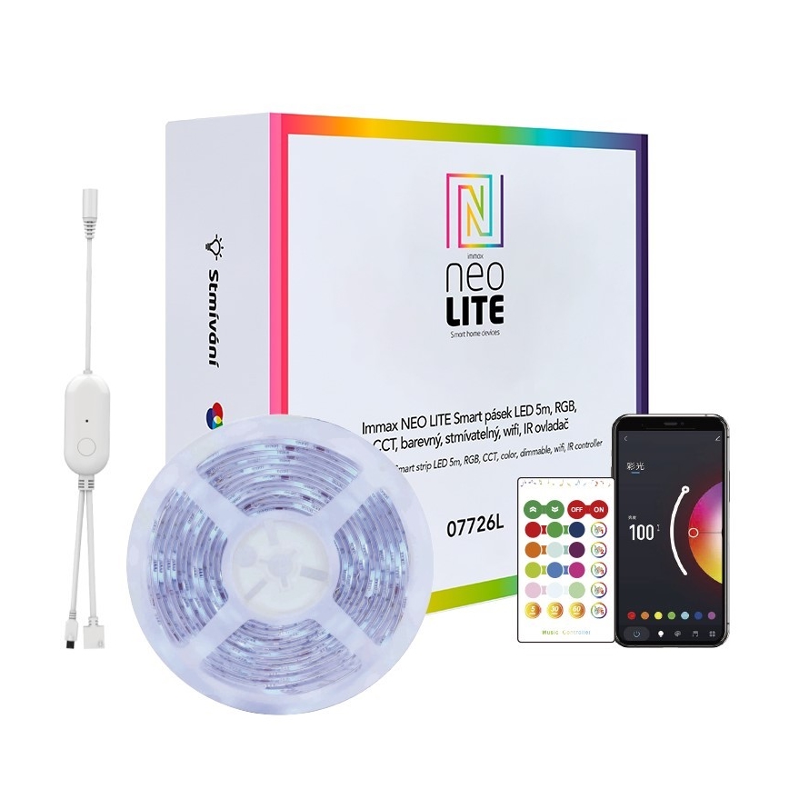 Immax NEO 07775L - LED RGB+CCT Димируема лента NEO LITE LED/48W/230V 10 м IP65 MUSIC Wi-Fi Tuya + дистанционно управление