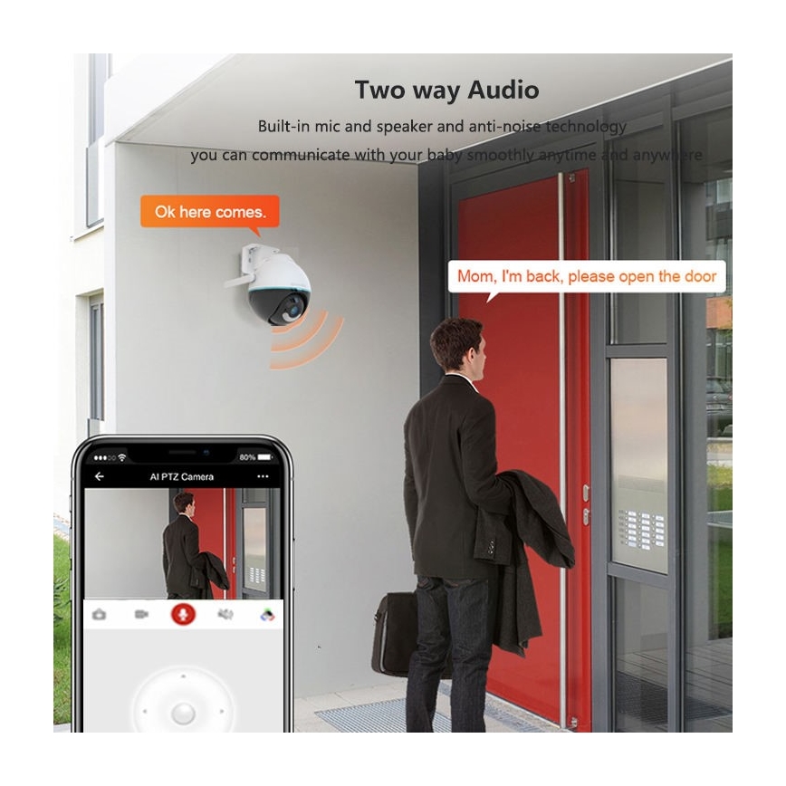 Immax NEO 07782L - Външна смарт камера със сензор BALL 355° P/T 4MP IP65 Wi-Fi Tuya