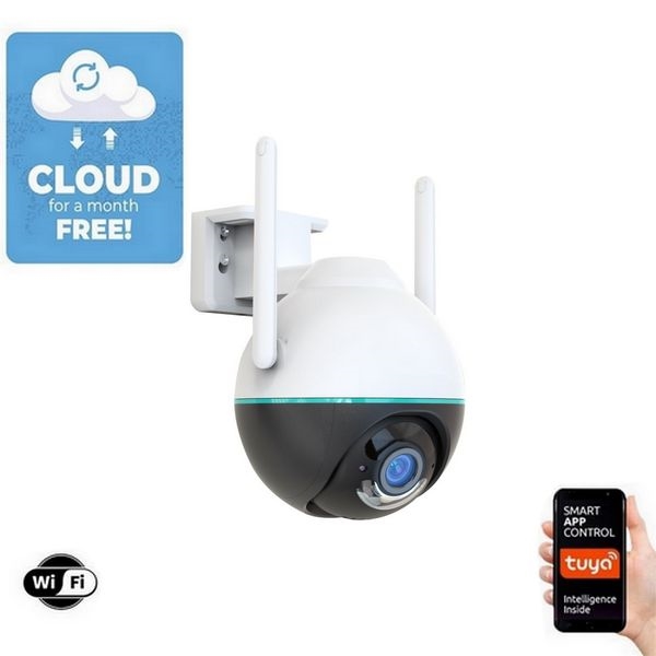 Immax NEO 07782L - Външна смарт камера със сензор BALL 355° P/T 4MP IP65 Wi-Fi Tuya