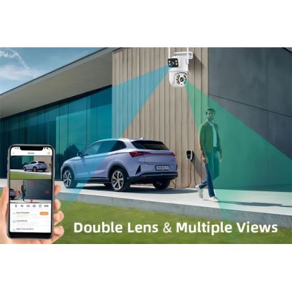 Immax NEO 07783L - Умна външна камера с двойни сензори DOUBLE 355° P/T 2x2MP IP65 Wi-Fi Tuya
