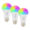 Immax NEO 07794CDO - Комплект 3x LED RGB+CCT димируема крушка E27/14W/230V 2700K–6500K Tuya Wi‑Fi + дистанционно управление