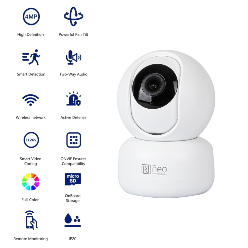 Immax NEO 07795L - Интелигентен интериор камера със сензор 4MP 5V Wi-Fi Tuya