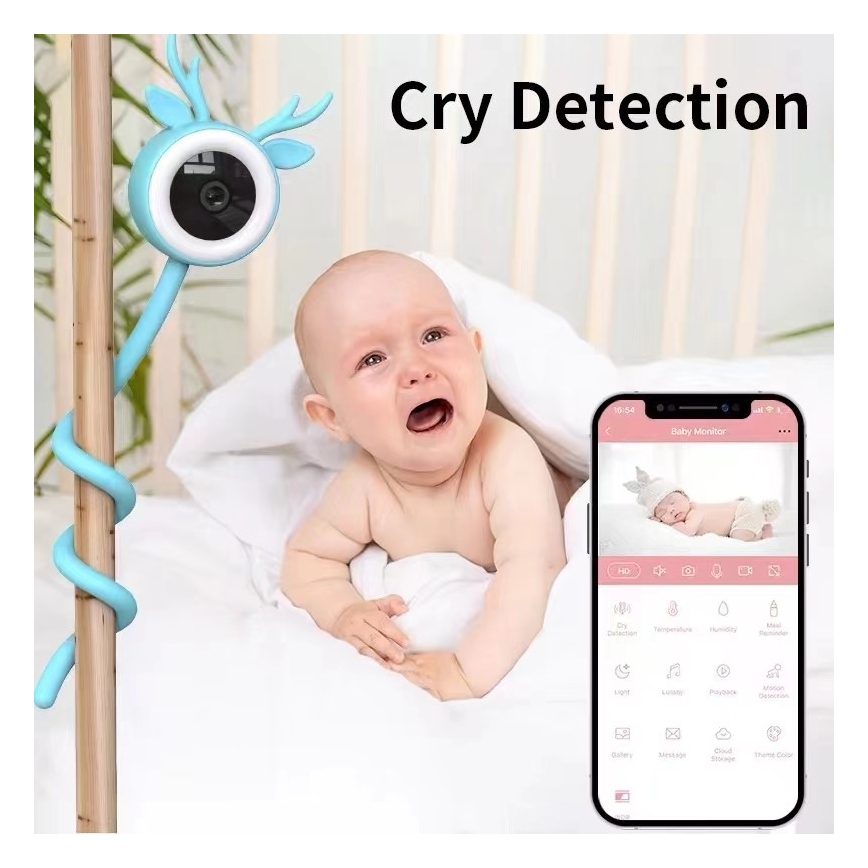 Immax NEO 07797L - Интелигентен презареждащ бебешки монитор 5V Wi-Fi Tuya син
