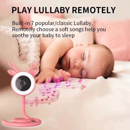Immax NEO 07798L - Интелигентен презареждащ бебешки монитор 5V Wi-Fi Tuya розов