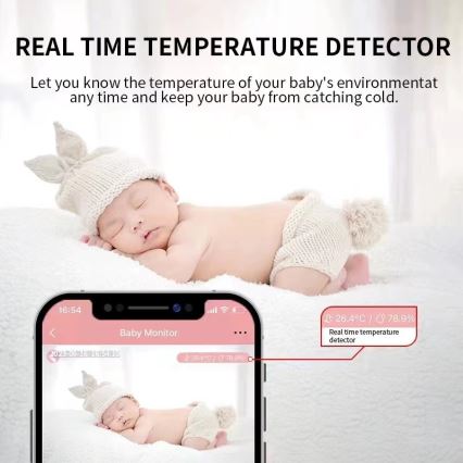 Immax NEO 07798L - Интелигентен презареждащ бебешки монитор 5V Wi-Fi Tuya розов