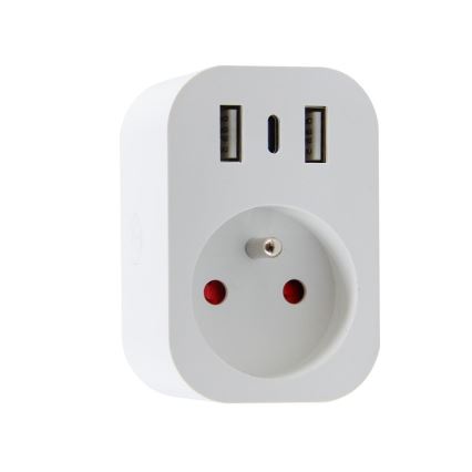 Immax NEO 07799L - Интелигентен разклонител за контакти 16A/230V + 2xUSB+1xUSB C Wi-Fi Tuya