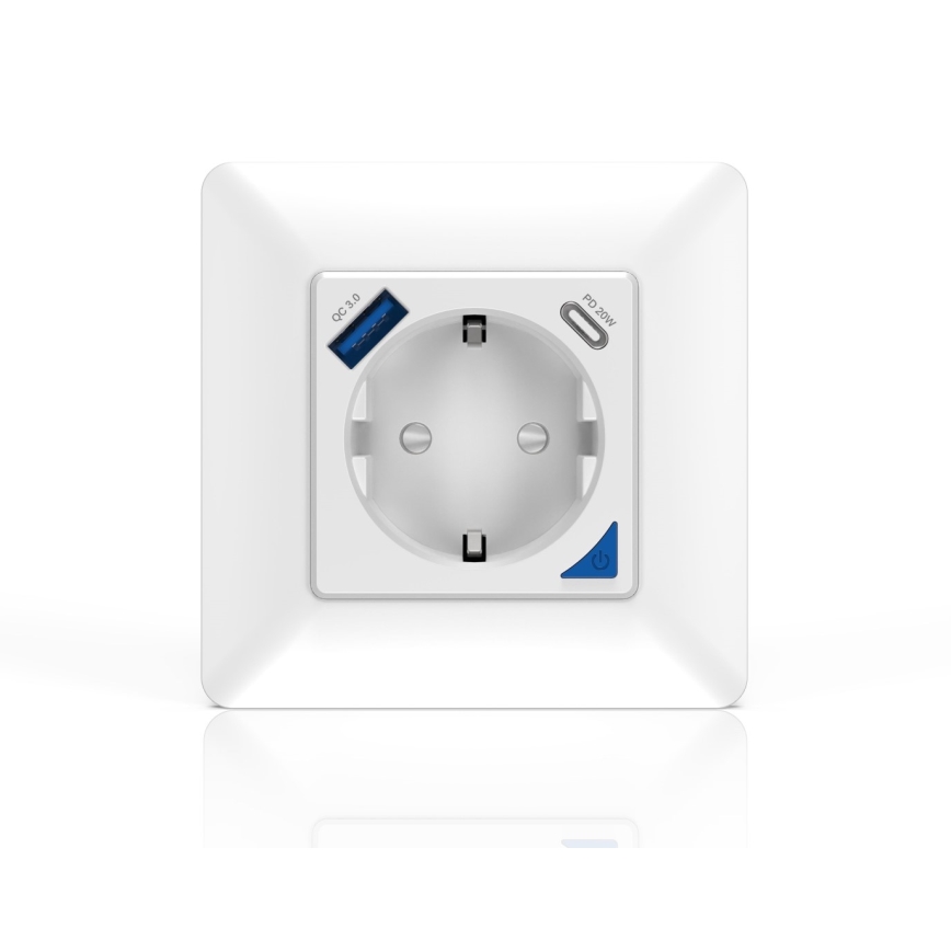 Immax NEO 07801L - Смарт щепсел 16A/230V + 1xUSB-A+1xUSB C Tuya
