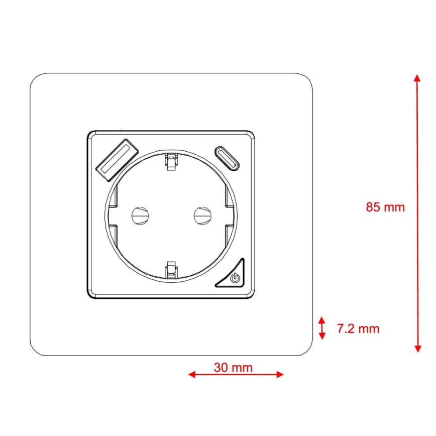 Immax NEO 07801L - Смарт щепсел 16A/230V + 1xUSB-A+1xUSB C Tuya